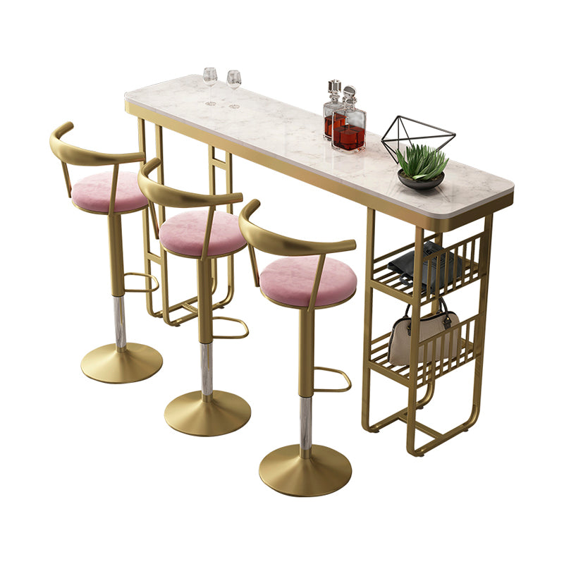 Glam Style Bar Table Artificial Marble Pub Table with Shelf for Dining Room, Only Table