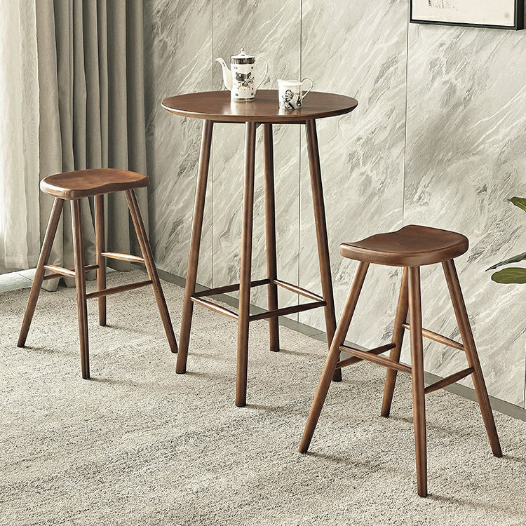 Round Shape Wood Top Counter Table 4 Legs Industrial Bar Table for Dining Room