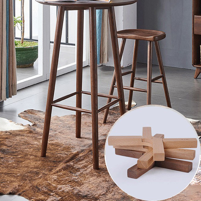 Round Shape Wood Top Counter Table 4 Legs Industrial Bar Table for Dining Room