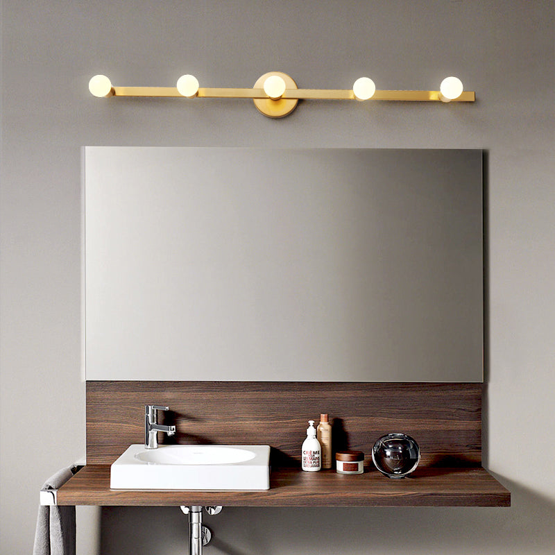 Linear Shape Metal Wall Sconce Modern Multi Lights Mirror Wall Mounted Lighting in Gold