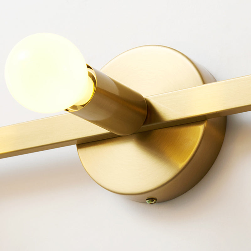 Linear Shape Metal Wall Sconce Modern Multi Lights Mirror Wall Mounted Lighting in Gold