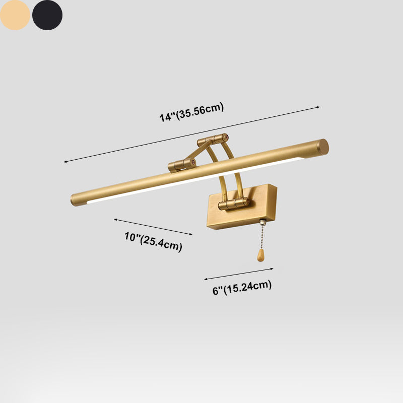 Estilo moderno de sombra lineal mate de metal de metal de 1 luces de 1 luces de pared de espejo de espejo de 1 luces.