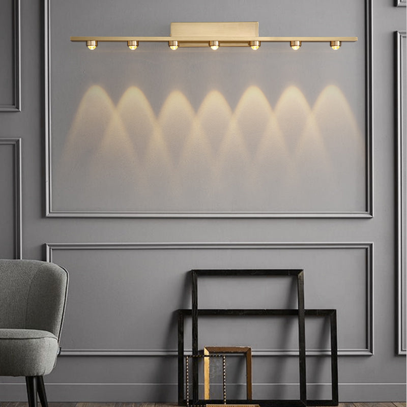 Modern Style Linear Shade Wall Sconce Metal Multi Lights Wall Mounted Lighting in Brass