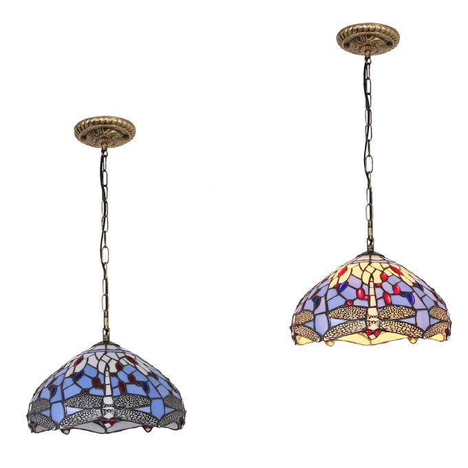 Tiffany handgemaakte gebrandschilderd glas hangende lamp libel hangende hanglamp