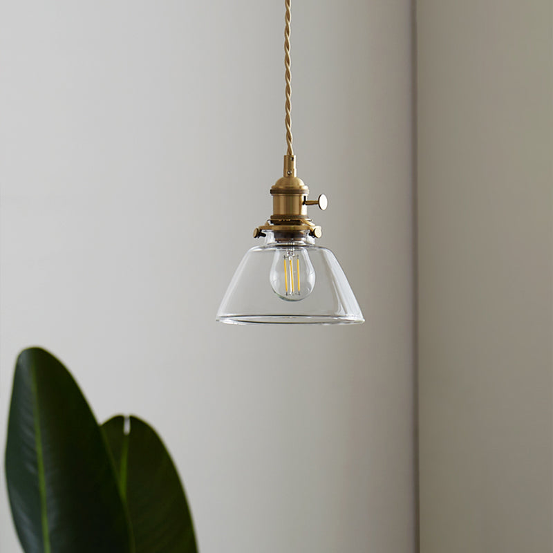 1-Light Hanging Pendant Industrial Style Glass Hanging Lighting for Living Room