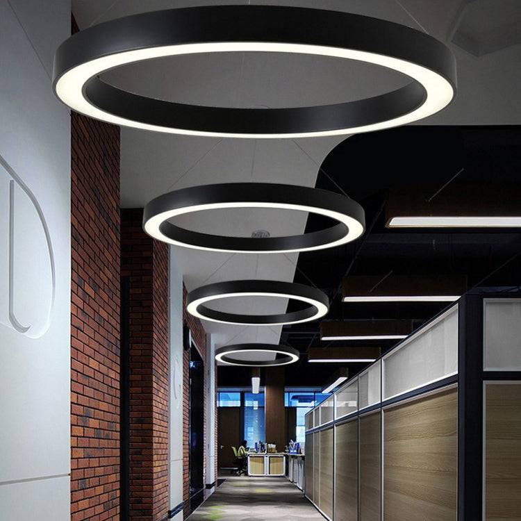 Circular Kindergarten Ceiling Pendant Metallic Minimalist LED Suspension Light