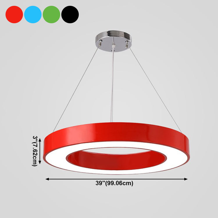 Circulaire kleuterschool plafond hanger metaalachtig minimalistisch LED -ophanging licht