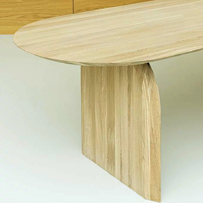 Zeitgenössischer Stil Oval Möbel Doppelte Sockel Massivholz Esstisch