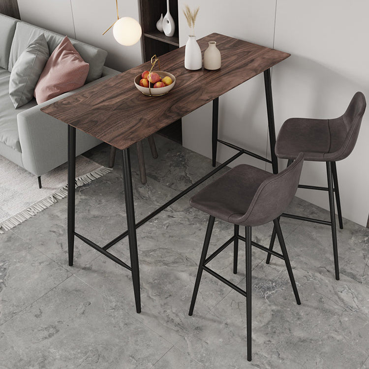 Industrial Black Metal Bar Table Rectangle Top 41.3"H Bistro Table with Footrest