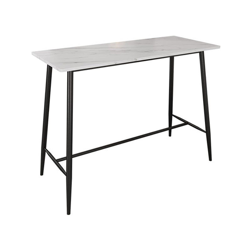 Industrial Black Metal Bar Table Rectangle Top 41.3"H Bistro Table with Footrest