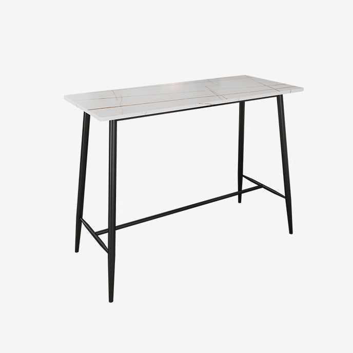 Industrial Black Metal Bar Table Rectangle Top 41.3"H Bistro Table with Footrest