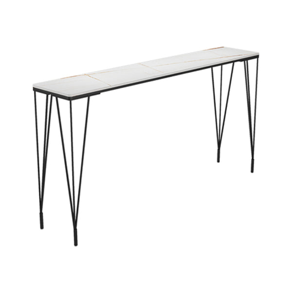 Industrial Black Iron Bar Table Faux Marble Rectangle Top 41.3"H Bistro Table with 4 Legs