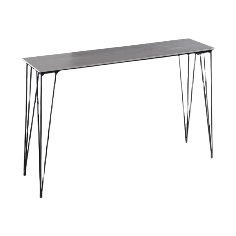 Industrial Black Iron Bar Table Faux Marble Rectangle Top 41.3"H Bistro Table with 4 Legs