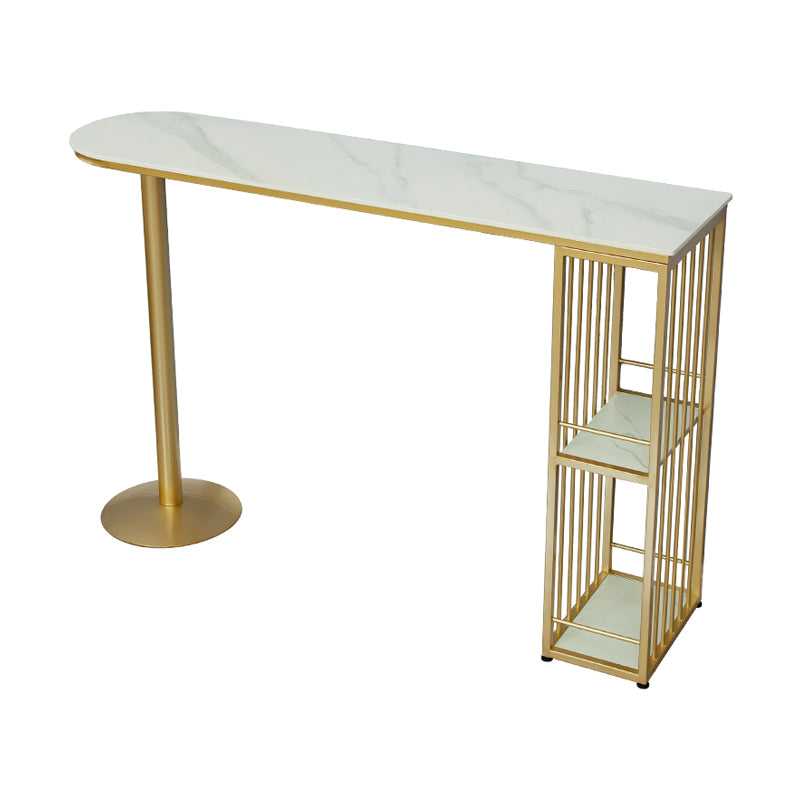 Glam Gold Iron Bar Table Faux Marble White Top Specialty 41.3"H Bistro Table