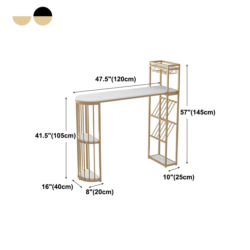 Glam Wine Rack Pub Height Dining Table Double Pedestal Cafe and Break-room Bar Table