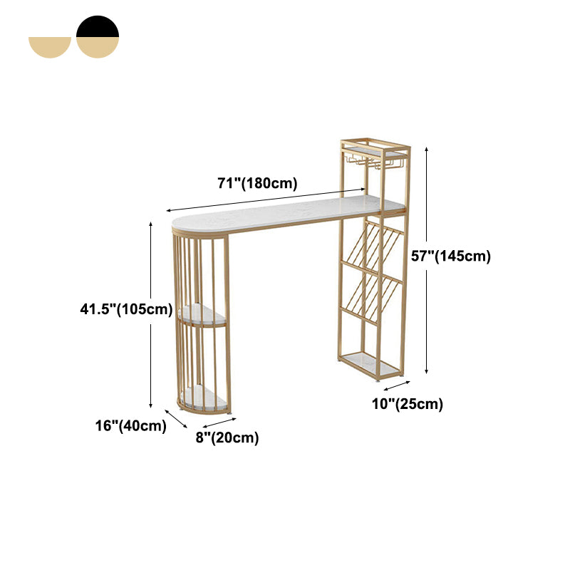 Glam Wine Rack Pub Height Dining Table Double Pedestal Cafe and Break-room Bar Table