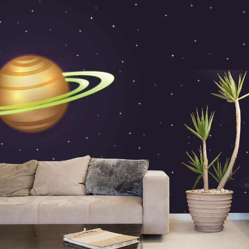 Art Style Children Kids Planet Mural Wallpaper Illustration Mildew Resistant Wall Art