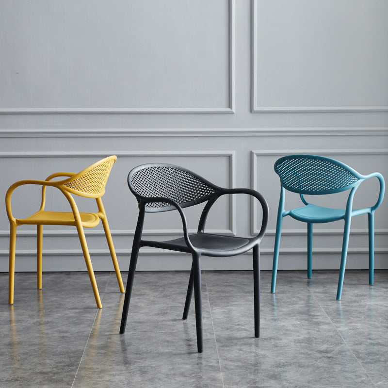 Chaises de salle à manger intérieure moderne en plastique chaise de bras de dos solide