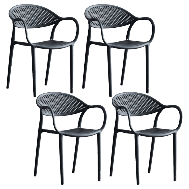 Chaises de salle à manger intérieure moderne en plastique chaise de bras de dos solide