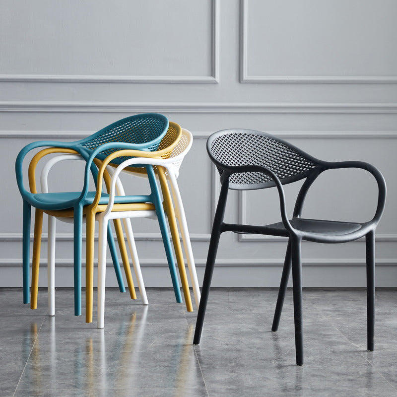 Chaises de salle à manger intérieure moderne en plastique chaise de bras de dos solide