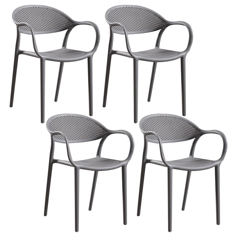 Chaises de salle à manger intérieure moderne en plastique chaise de bras de dos solide