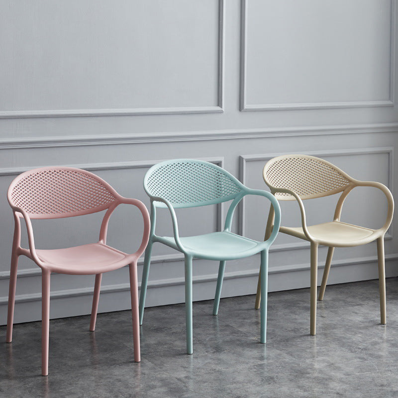 Chaises de salle à manger intérieure moderne en plastique chaise de bras de dos solide