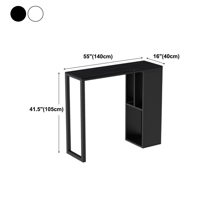 Rectangle Stone Top Counter Table Industrial 42-inch Height Table for Indoor