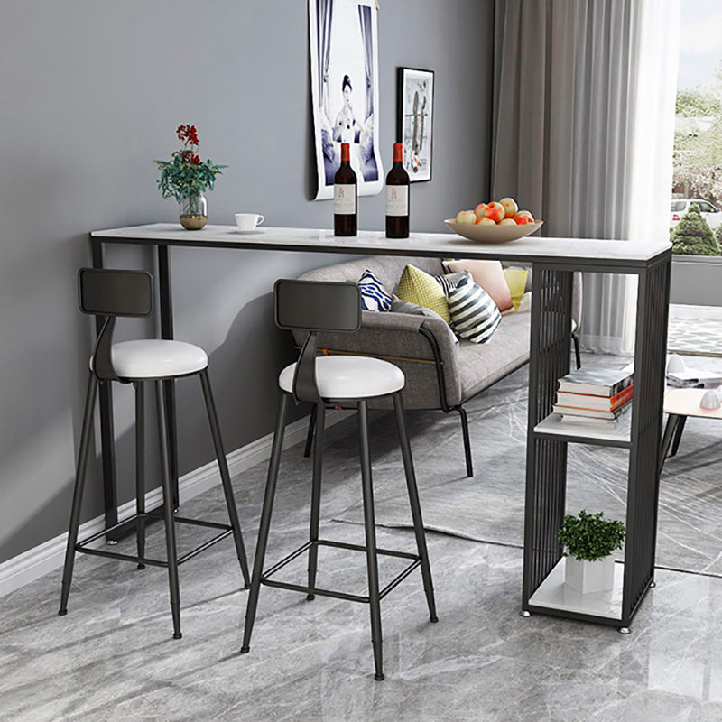 Artificial Marble Top Bar Table 42-inch Height Industrial Bistro Table for Restaurant