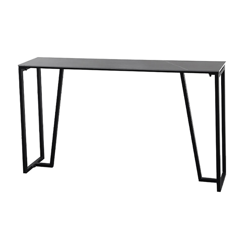 Industrial Grey Stone Pub Bar Table Indoor Iron Bar Dining Table with Double Pedestal