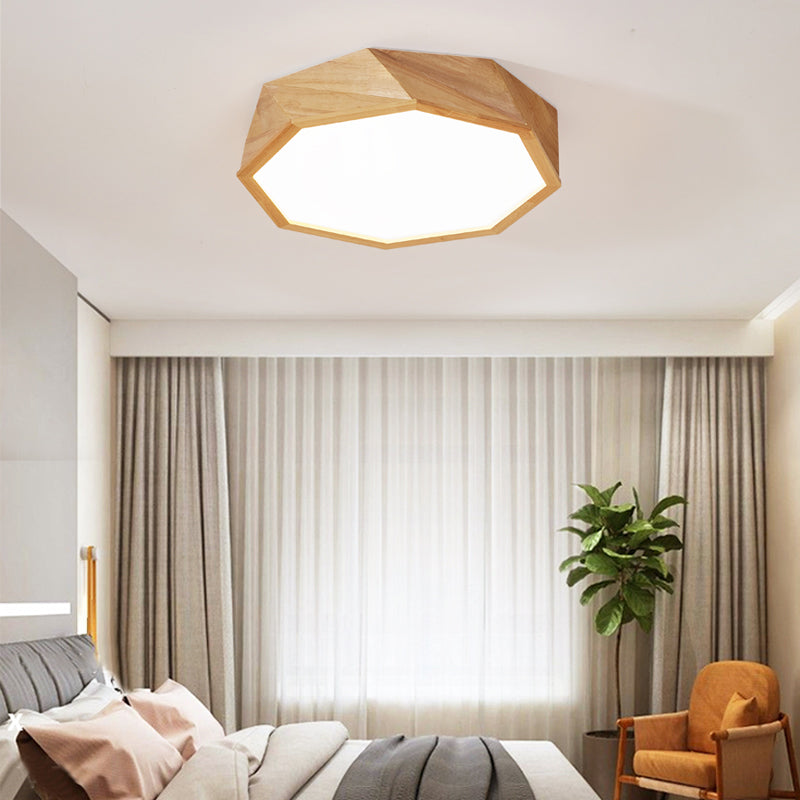 Wooden Flush Mounted Ceiling Lights LED Flush Mount Lighting for Bedroom