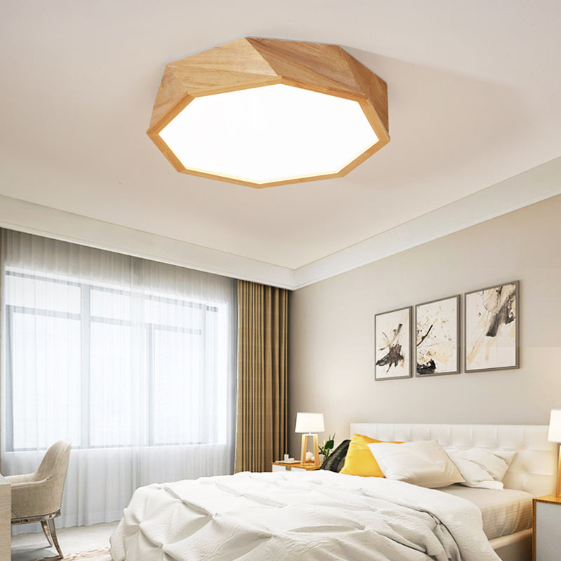 Wooden Flush Mounted Ceiling Lights LED Flush Mount Lighting for Bedroom