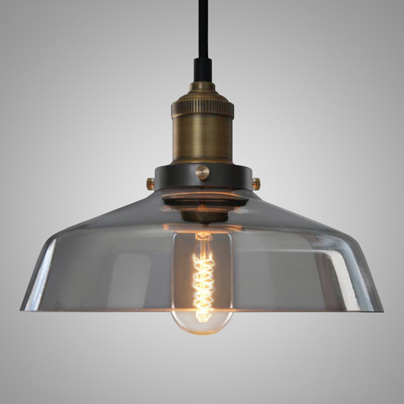 Glass Shaded Dining Room Pendant Lighting Industrial 1 Head Brass Suspension Light