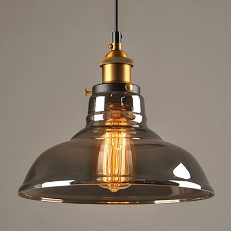 Glazen gearceerde eetkamer hanglamp verlichting industrieel 1 kop messing suspensie licht