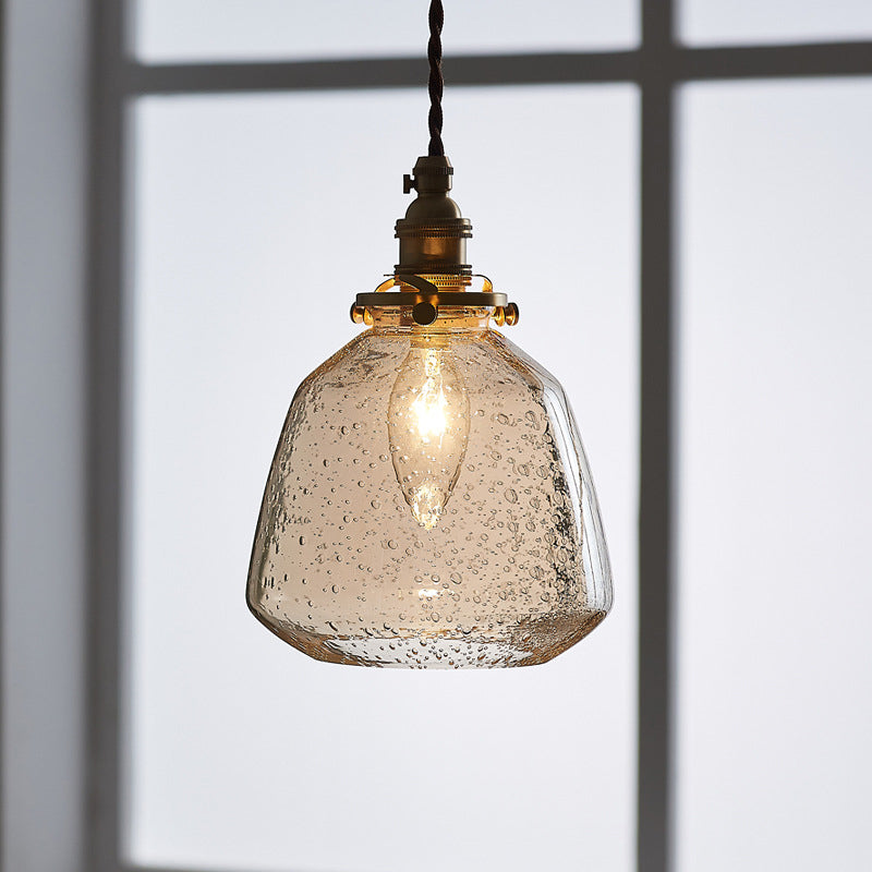 Luminaire pendentif de nuance de verre effilé à la lumière de style industriel en laiton