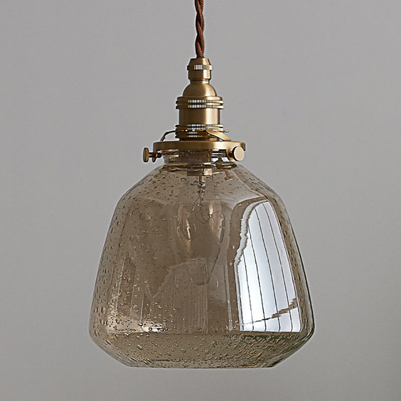 Luminaire pendentif de nuance de verre effilé à la lumière de style industriel en laiton