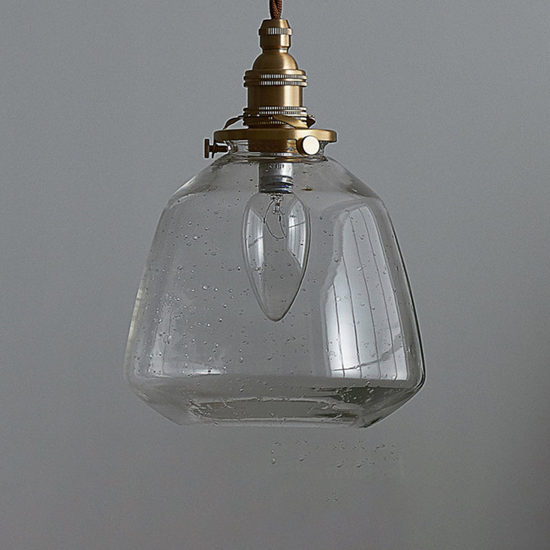 Luminaire pendentif de nuance de verre effilé à la lumière de style industriel en laiton