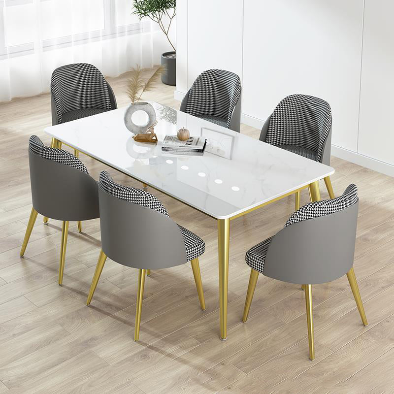 1/4/5/7 Pcs Metal Nordic Dining Set with Rectangle Table Dinette Set