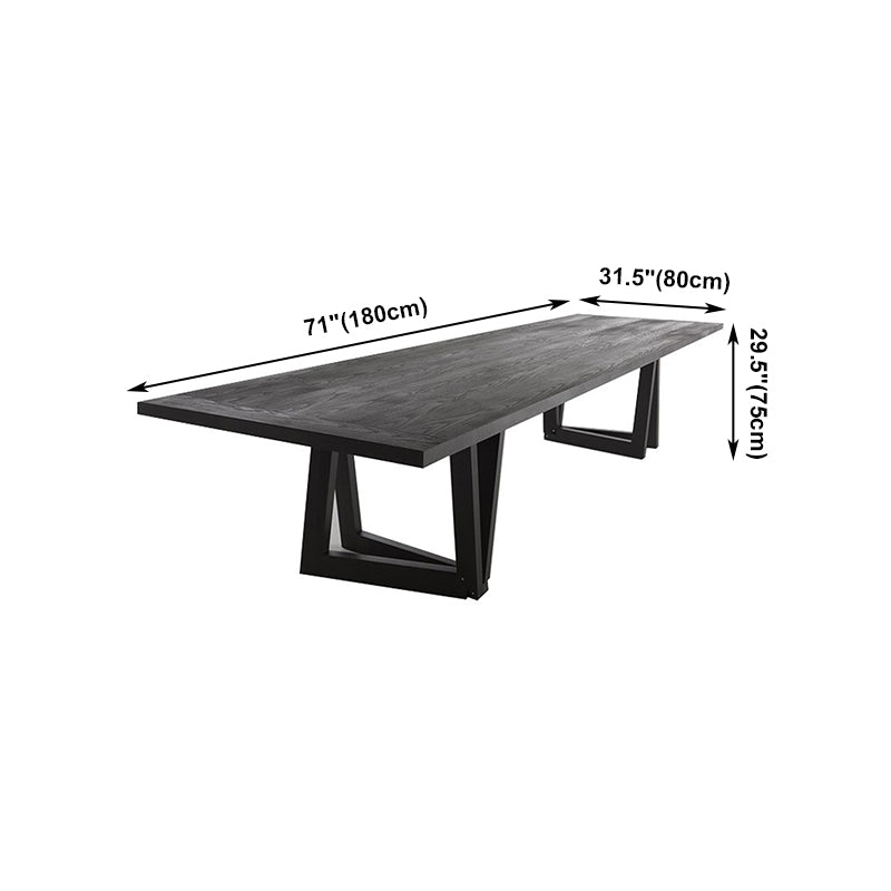 Industrial Solid Wooden Table Restaurant Rectangle Dining Table with Double Pedestal Base