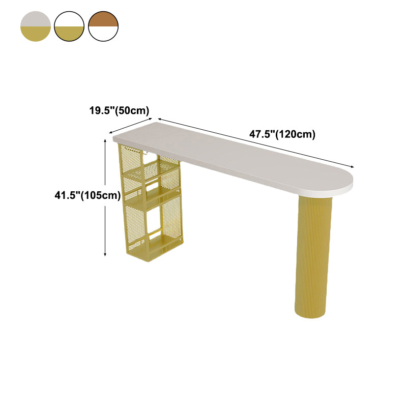 Industrial Wood Indoor Pub Bar Table Iron Double Pedestal Bar Dining Table with 3-Shelf