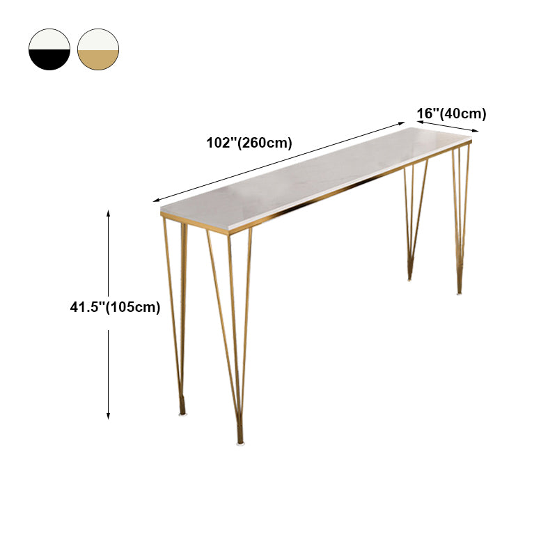 White Glam Style Table in Faux Marble and Metal Milk Tea Shop Bar Table