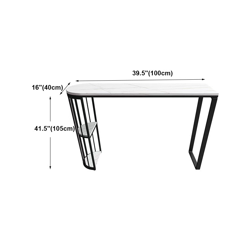 White Glam Style Bar Table in Faux Marble and Iron Top Bar Table Living Room Bar Table