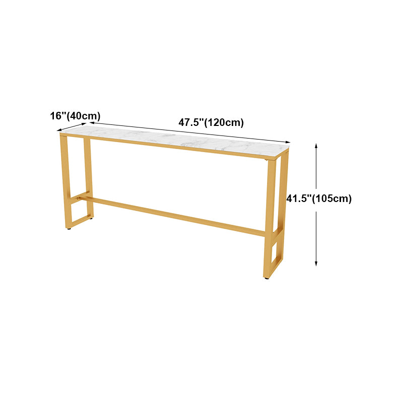 White Glam Style Bar Table in Faux Marble and Metal Living Room Simple Bar Table