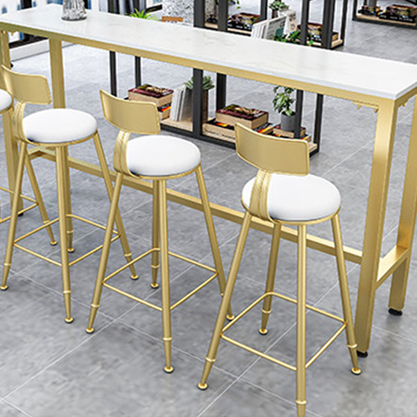 White Glam Style Bar Table in Faux Marble and Metal Milk Tea Shop Bar Table