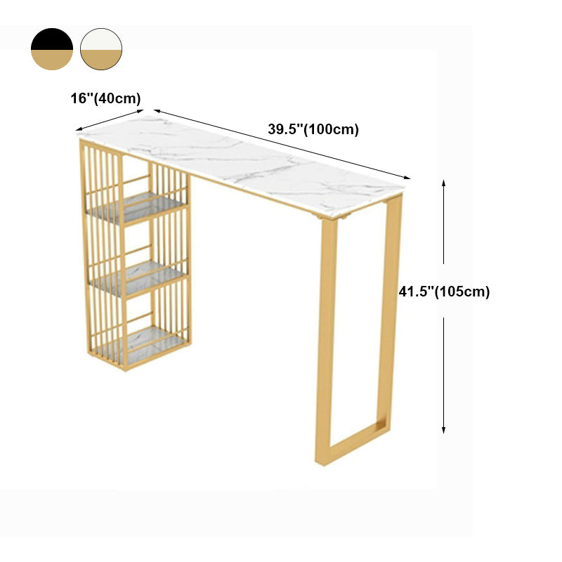 White Glam Style Bar Table in Faux Marble Living Room Bar Table