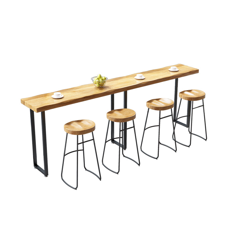 Modern Brown Wood Pub Table Rectangle Table Top Black Sled Table 42'' H