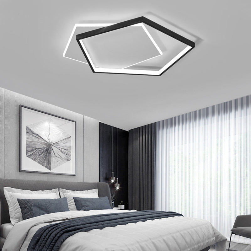 Geometric Metal Ceiling Mount Lamp Simplicity-Style LED Black Close to Ceiling Lighting