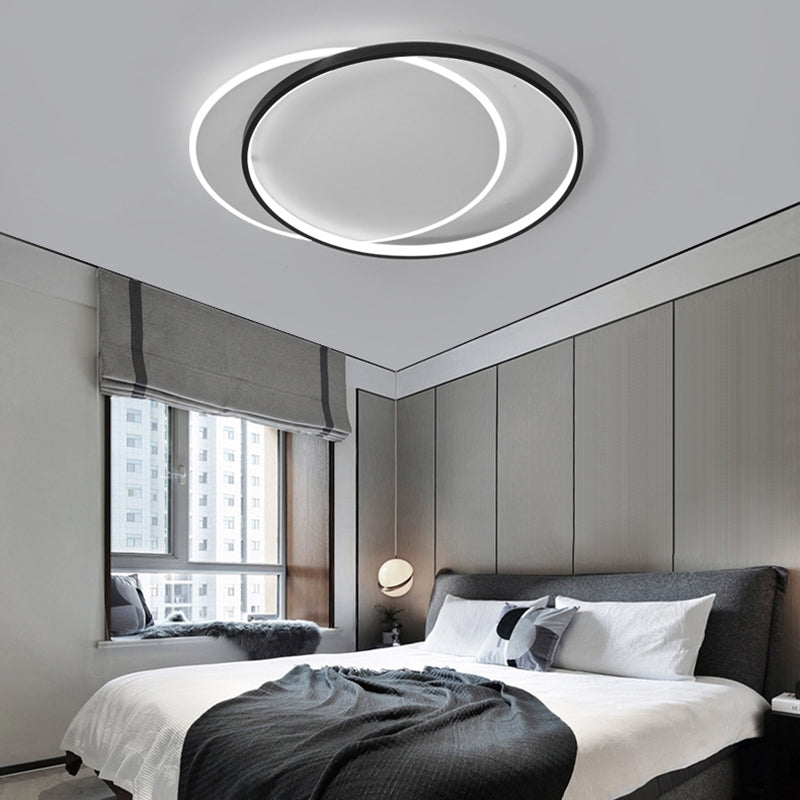 Geometric Metal Ceiling Mount Lamp Simplicity-Style LED Black Close to Ceiling Lighting