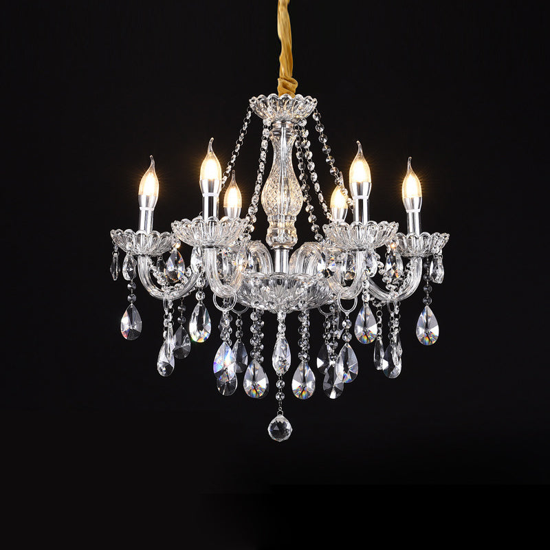 Candlestick Chandelier Light Fixture Victorian Crystal Hanging Chandelier for Living Room