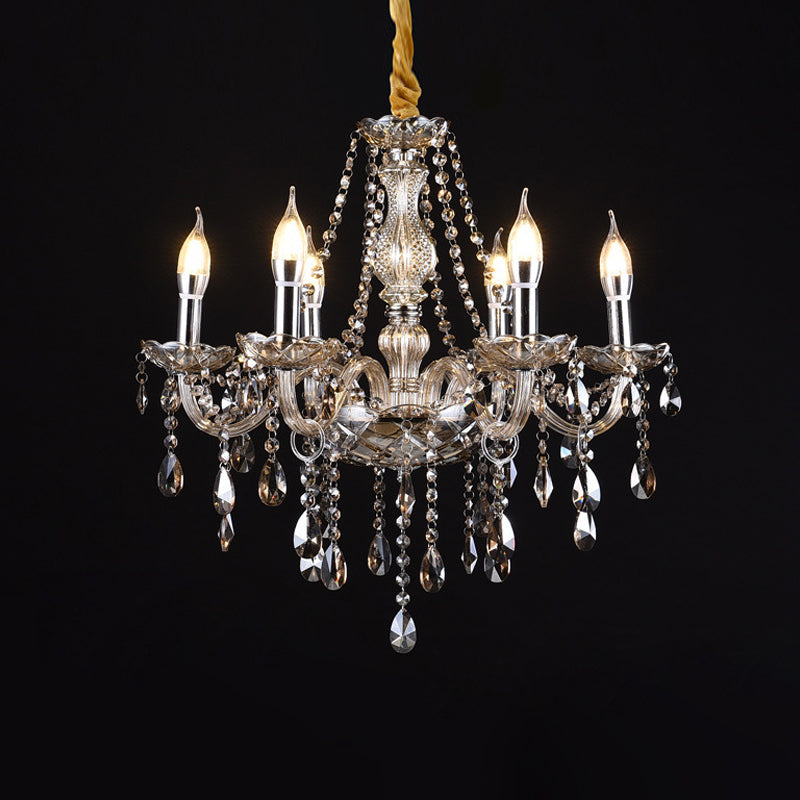 Candlestick Chandelier Light Fixture Victorian Crystal Hanging Chandelier for Living Room