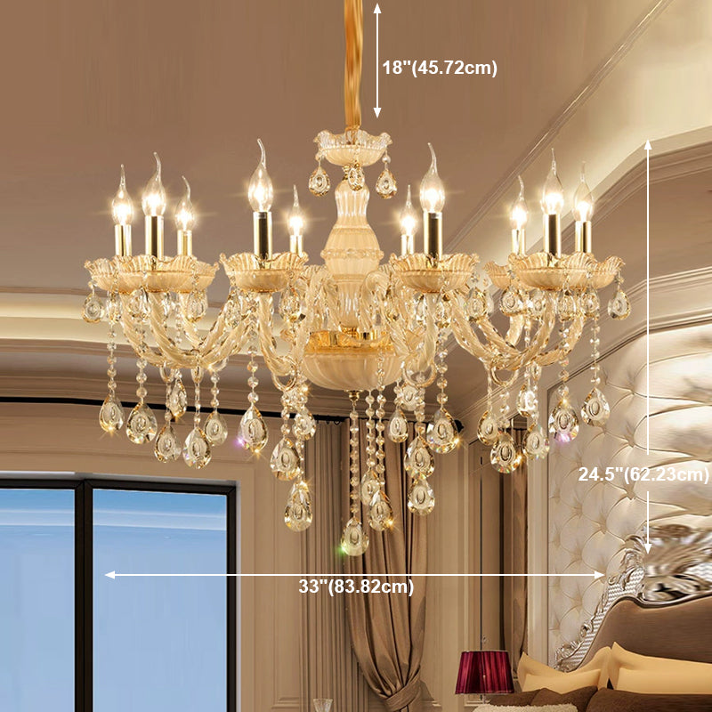 Crystal Hanging Chandelier Candle Shape Chandelier Lighting for Living Room